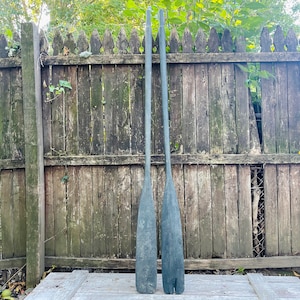 Antique Oars in Fantastic OLD PAINT Ready to Hang, Wooden Paddles, Green Blue Painted Oars, Rustic Cabin Wall Decor, Primitive Americana