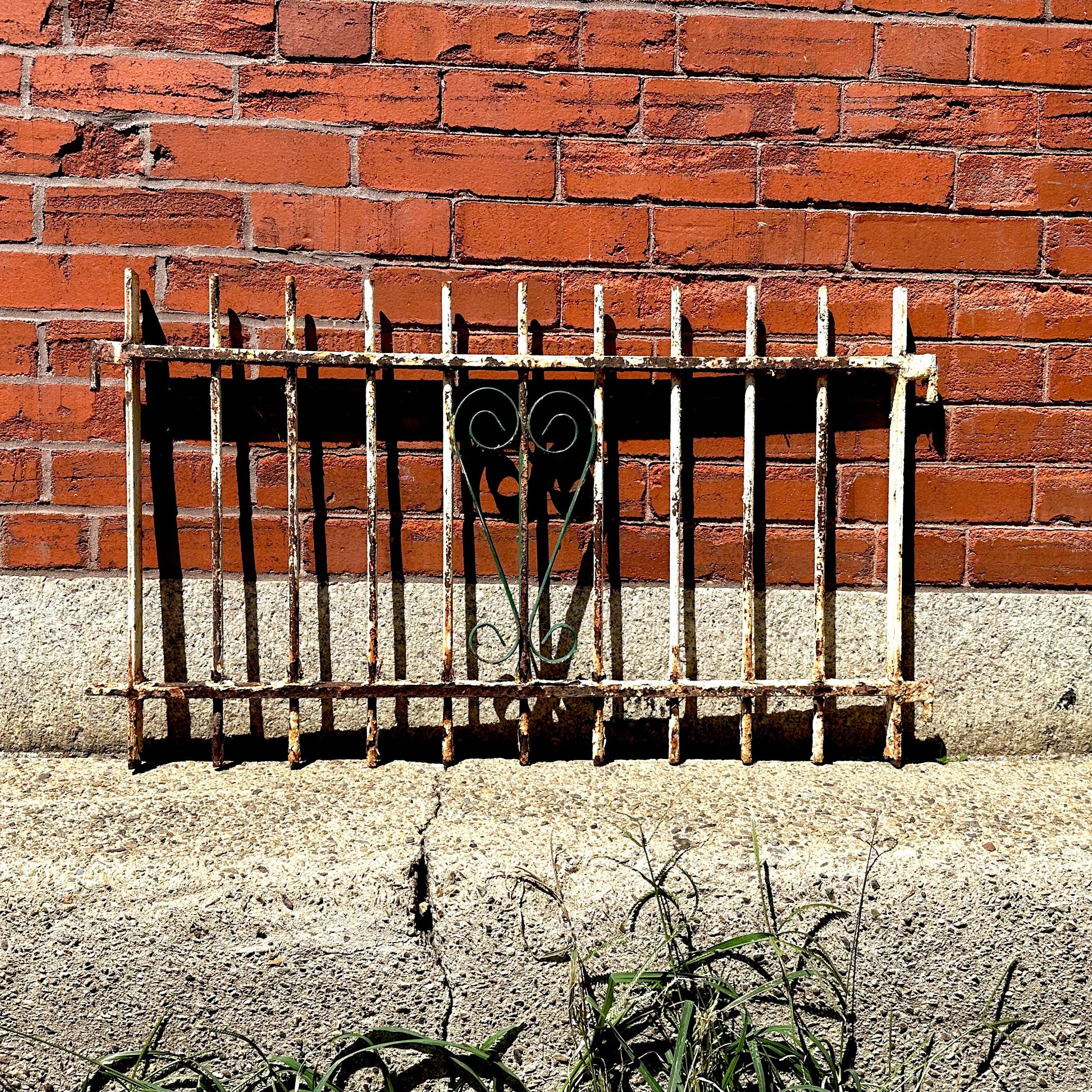Antique Heart Iron Gate: Shabby Chic Victorian Architectural Salvage (35x20)