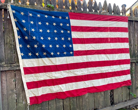 Vintage 48 Star American Flag: WWI-WWII Era Patriotic Decor (4' X