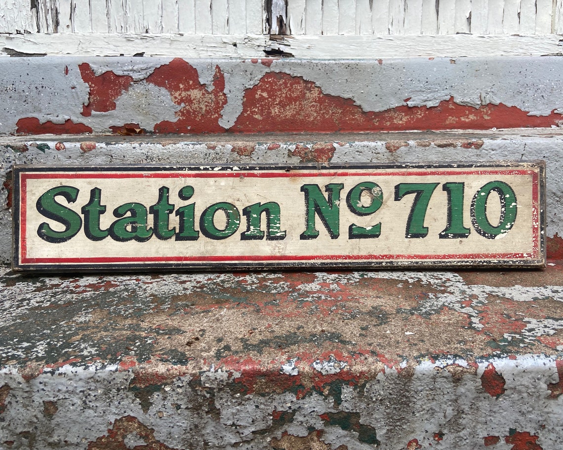 Antique Wooden Sign Train Station Sign 710 Railroad Bar Etsy