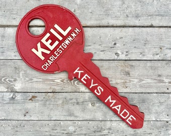 Vintage Trade Sign Keys Made Sign Keil Charlestown New Hampshire Key Sahped Advertising General Store Hardware Store Wall Hanging Hanger