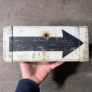 Vintage Wooden Arrow Sign early 1900s, Advertising Sign, General Store, Primitive Home Decor, Pointing Directional Arrow