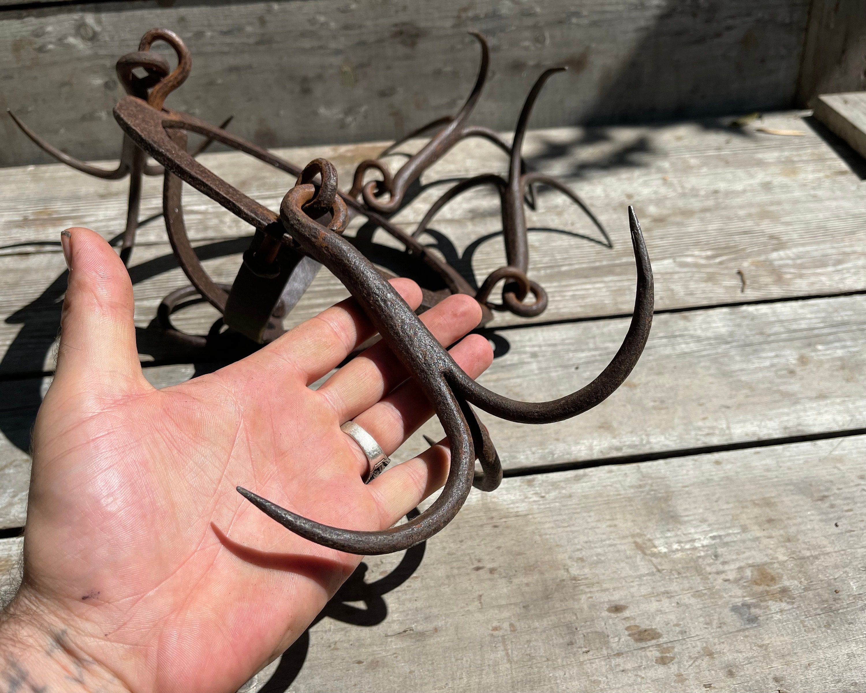 Antique Hand Forged Iron Butchers Hanging Hook, Primitive Meat Fish Hanger  Hooks, EARLY Rustic 1800s Butcher Shop Store Display UNIQUE Decor 