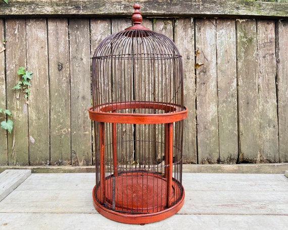 Vintage Bird Cage Wooden Birdcage Large Wood Bird Cage Rustic Home