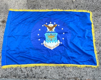 Vintage Air Force Flag with Gold Fringe, United States Air Force Flag, Military Flag, Aviation Collectible, Wall Hanging Decor, Wall Art