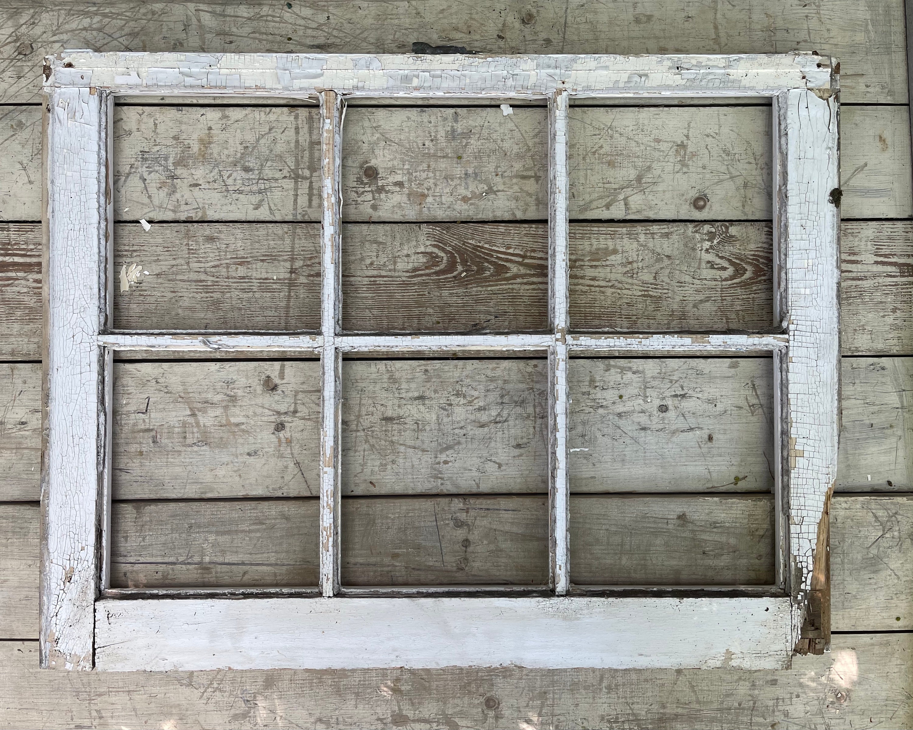 Reclaimed Six Pane Window Frame White Chippy Paint Distressed | Etsy