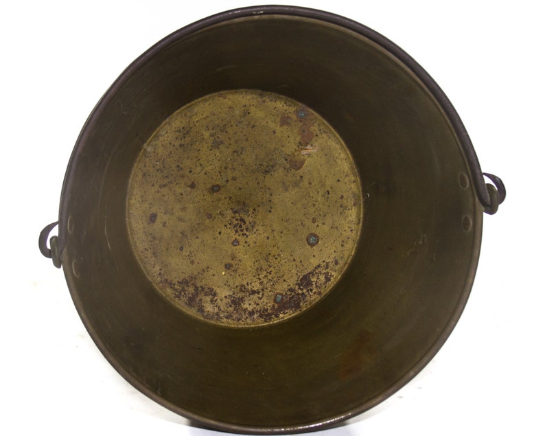Antique Planter Brass Pot Iron Handle Large Brass Pot Cauldron Etsy