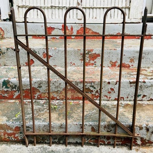 Wrought Iron Gate Fence Antique Garden Gate Yard Art Architectural Salvage Piece  Door Grate Hairpin Ornate Design 1800s Victorian Decor