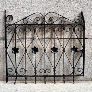 Antique Wrought Iron Gate, Iron Fence Gate, Architectural Salvage, Victorian Home Decor, Gothic Revival, Window Gate, Vintage Garden Gate
