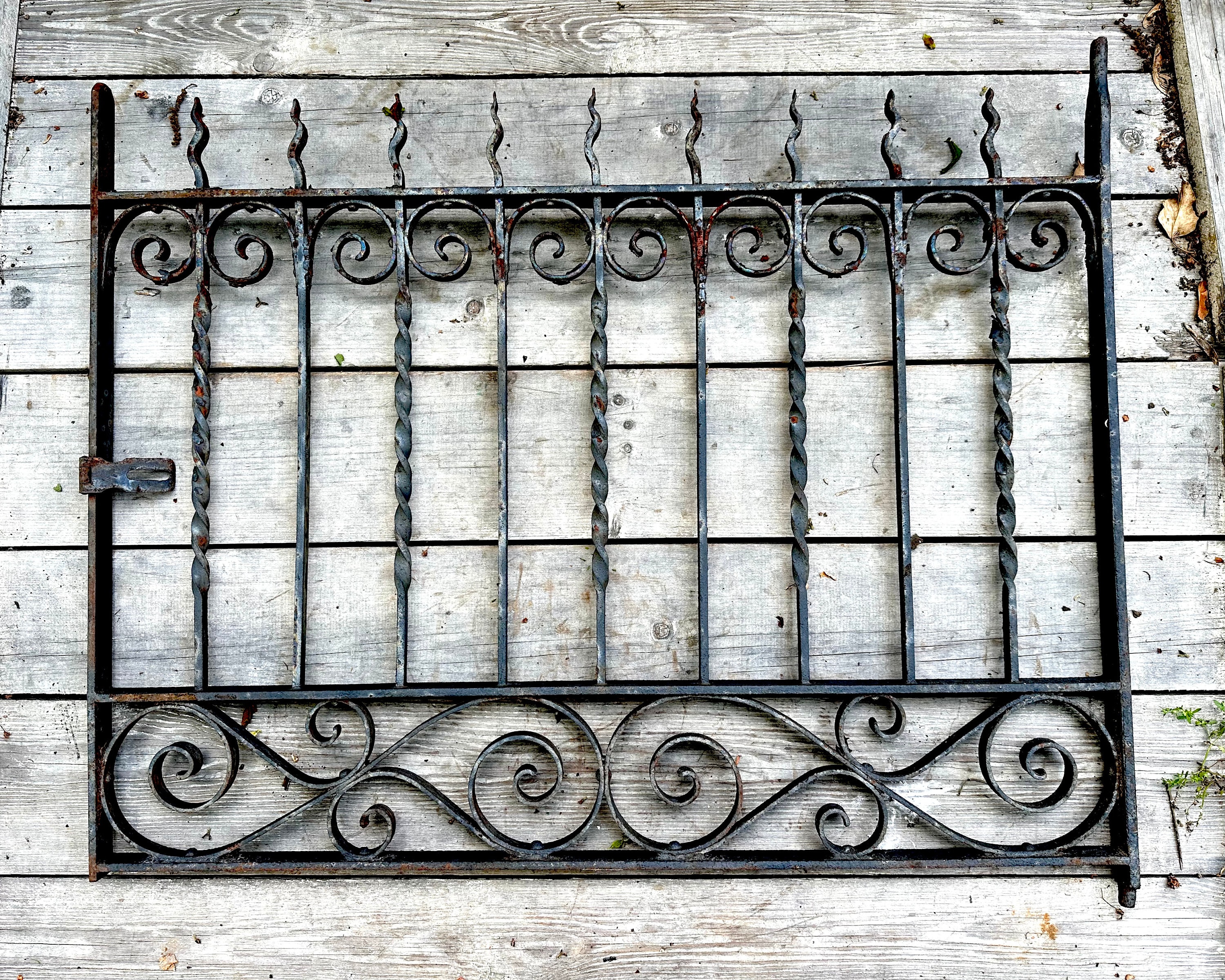 Antique Wrought Iron Gate: Ornate Victorian Architectural Salvage