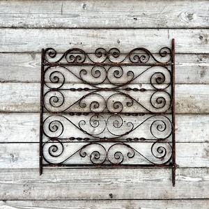 Antique Wrought Iron Gate, Iron Fence Gate, Architectural Salvage, Victorian Home Decor, Gothic Revival, Window Gate, Vintage Garden Gate