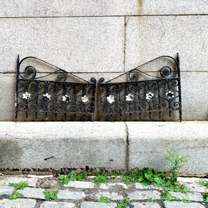 Wrought Iron Gates, Set of Antique Garden Fence, Swinging Gates, Architectural Salvage, Window Gate, HEART GATES / FLOWER Design