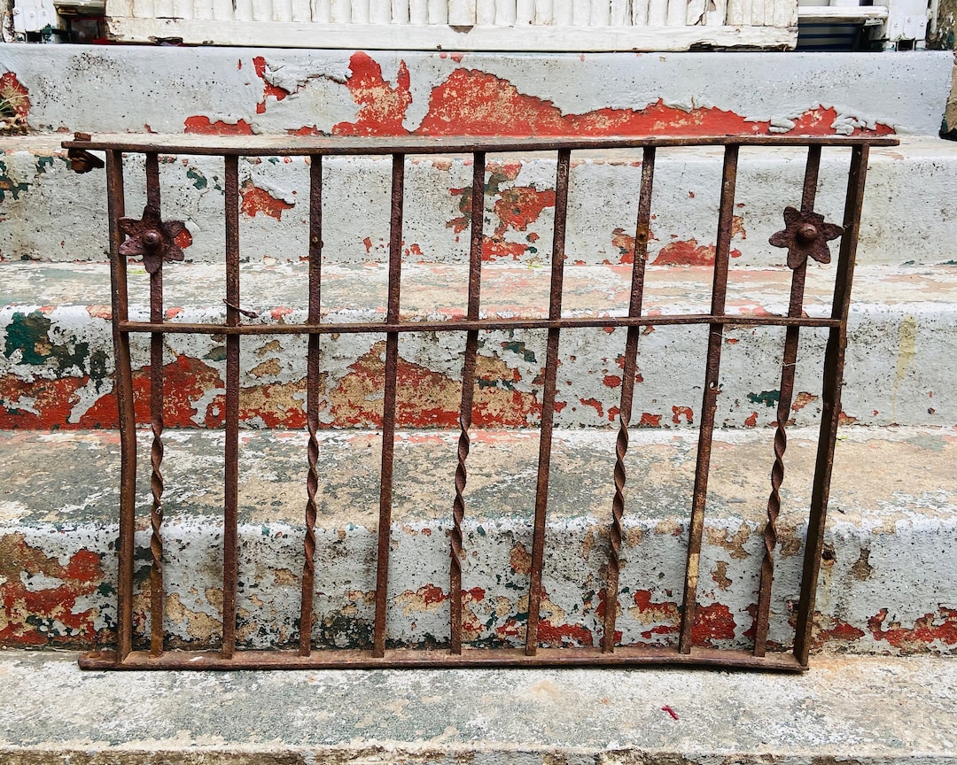 Antique Wrought Iron Gate Section: Rustic Garden Fence With Latch - Etsy