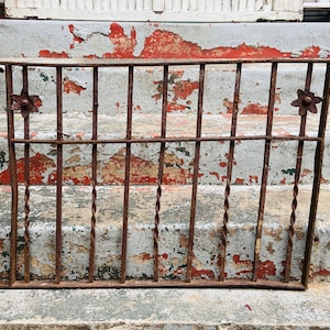 Antique Gate with Latch, Garden Fence, Wrought Iron Gate Section, Garden Fence, Outdoor Decorations, Metal Flower Fence Piece, LARGE 1800s