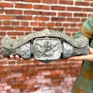 Antique Cast Iron Architectural Salvage Element, Victorian Cherub, Memorial Piece, Yard Art, Garden Decor