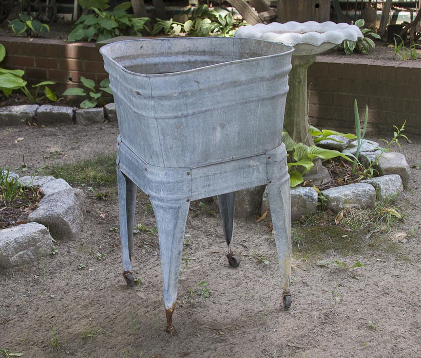 Antique Galvanized Wash Tub with Stand No 2 Wash Pot Shabby Etsy