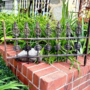 Antique Ornamental Iron Gate: Victorian Garden Fence, Distressed Rustic Decor