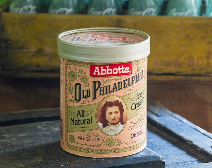 Vintage Abbotts Peach Ice Cream Container, Old Philadelphia Dairy