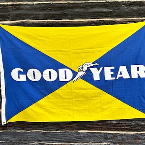 Goodyear Tires Advertising Banner, Large Gas and Oil Flag, Gas Station sign, Home Decor, Garage Decorations, Gift Idea, Nice Vintage Flag