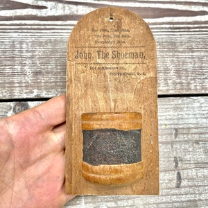 Antique Advertising Match Holder John The Shoeman Providence Rhode Island, Shoe maker Trade Sign, Antique Sign, Early Americana, Match Safe