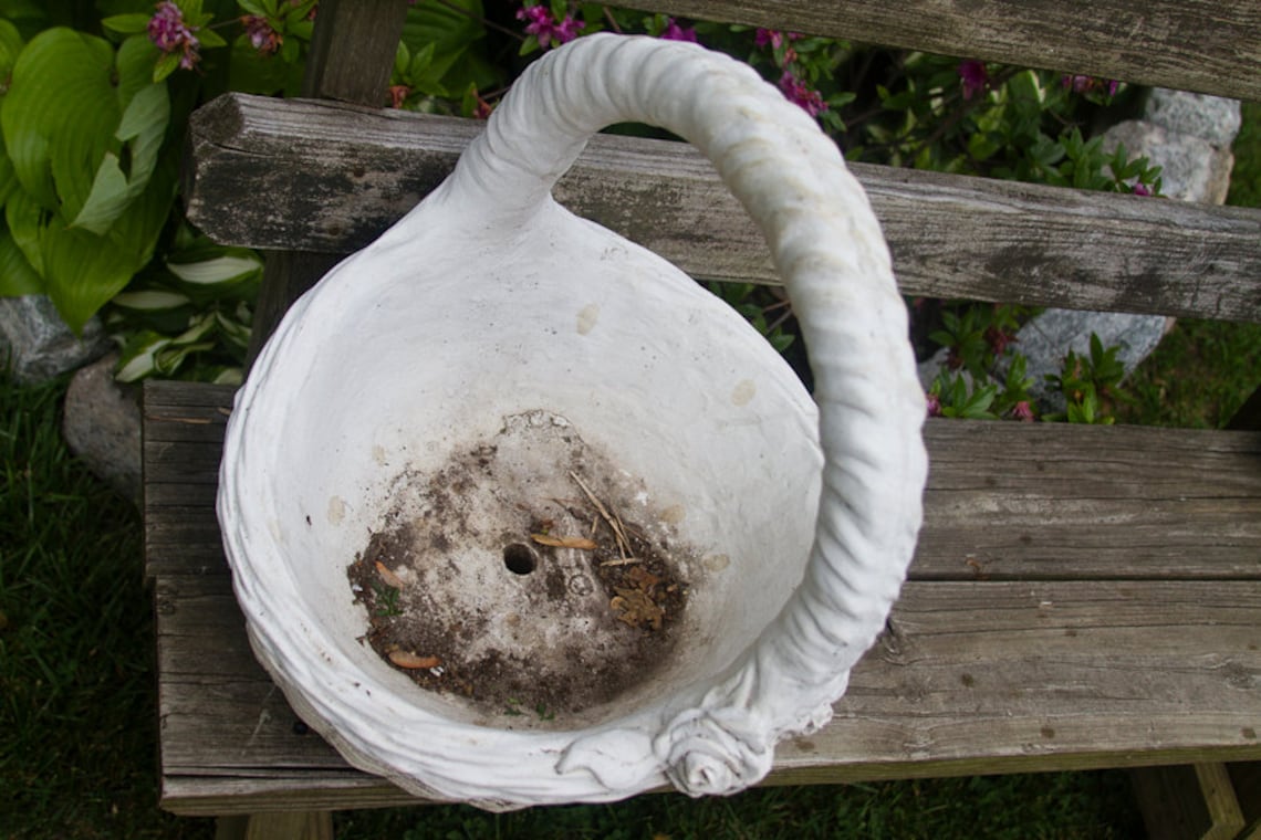 For Maggie Large Cement Basket Planter Garden Decor Large Etsy