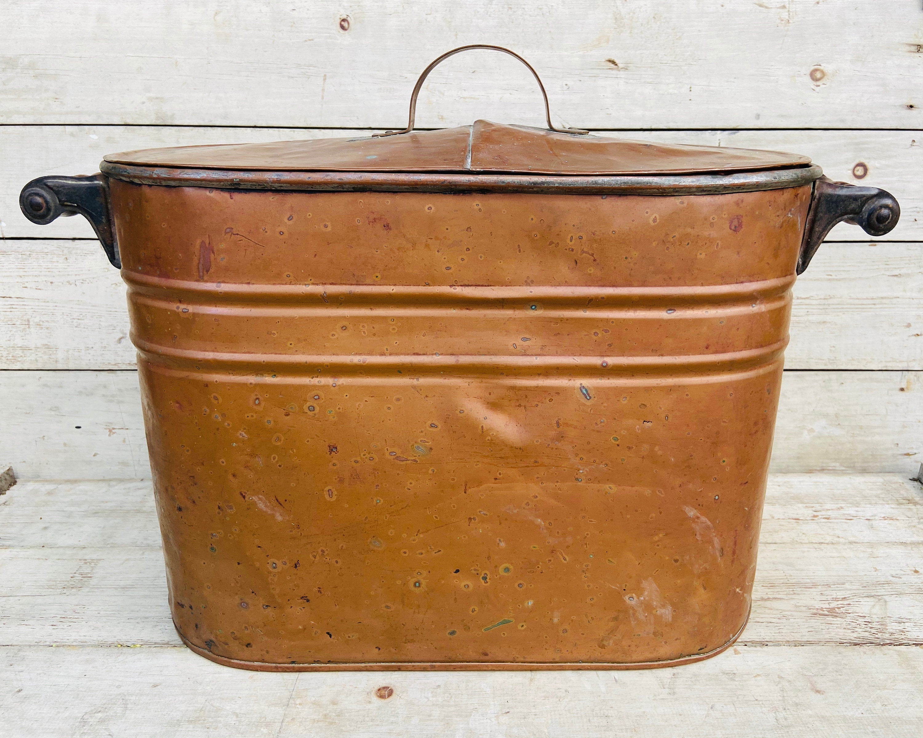 Vintage Copper Boiler With Lid Wash Tub Basin Farmhouse Etsy Canada