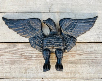 Antique Cast Iron Eagle, Vintage Spread Eagle Sculpture, Eagle Statue, Patriotic Home Decor, Eagle Door Stop, Primitive Americana Home Decor