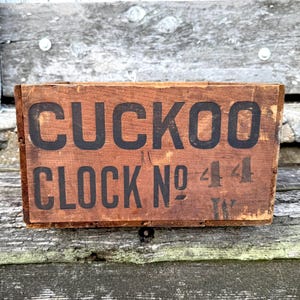 Antique Cuckoo Clock Wooden Crate, Antique Advertising Box, Albert Bros, Wood Box, Primitive, Americana, Rustic Cabin Decor