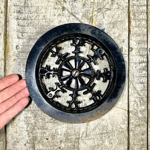 Small Antique Cast Iron Heater Grate SPINNING TOP Louvers, Little Round Wall Heater Register, 1800s VICTORIAN Vent, Vintage Ceiling Cover