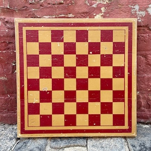 Vintage Checkerboard: Crazed Paint, Primitive Farmhouse Wall Decor (15&#39;&#39;x15&#39;&#39;)
