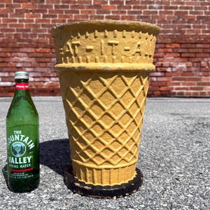 Vintage Paper Mache Ice Cream Cone Store Display: 1920s Advertising Sign