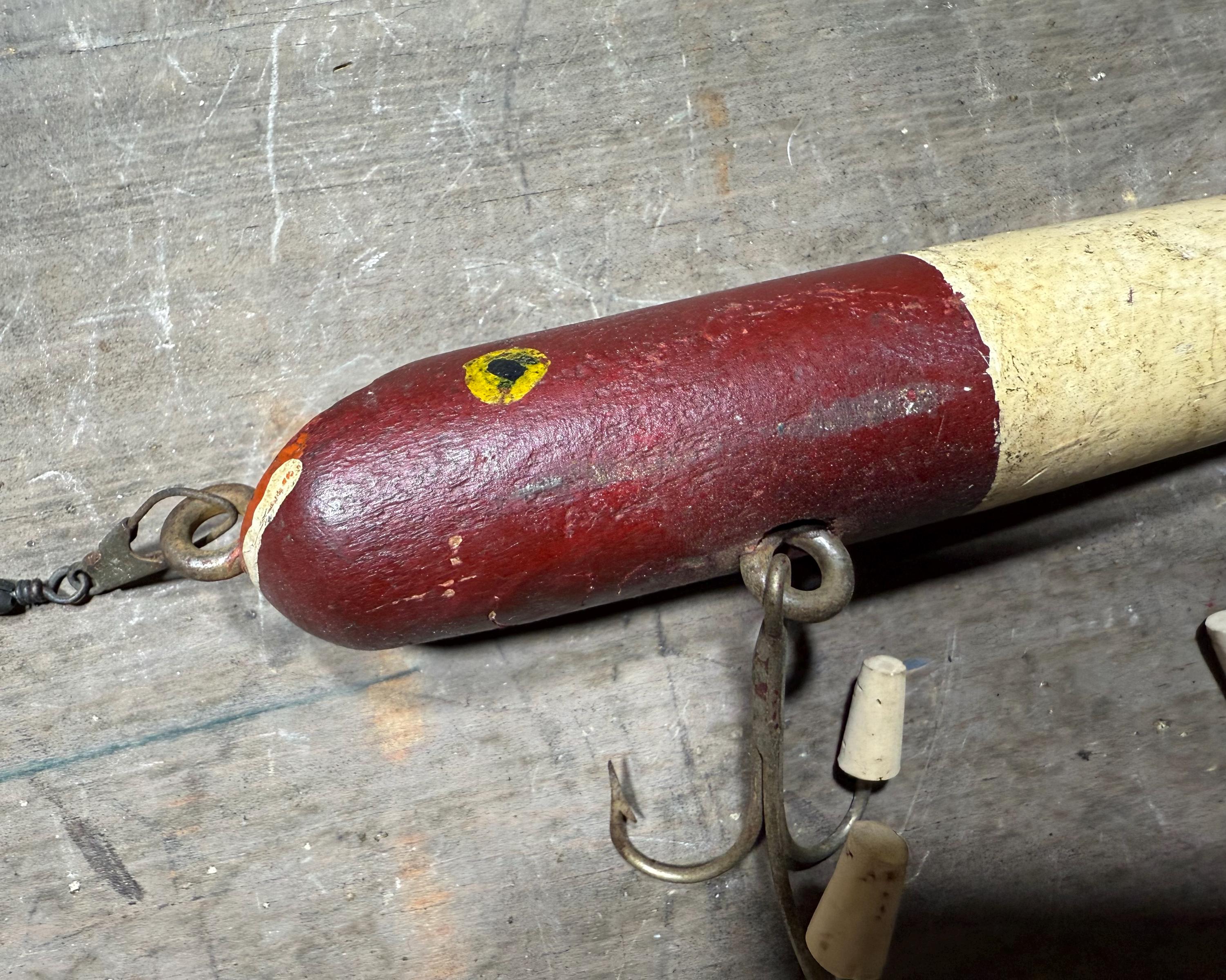 Antique Folk Art Fishing Lure: Large Hand Painted Wooden Hook (7'') - Etsy