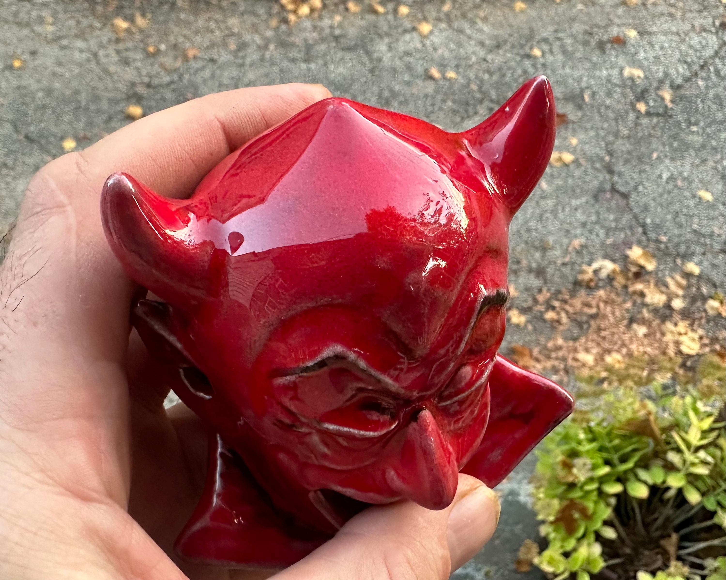 Vintage Porcelain Devil Tray: Incense Burner Ashtray, Oddities