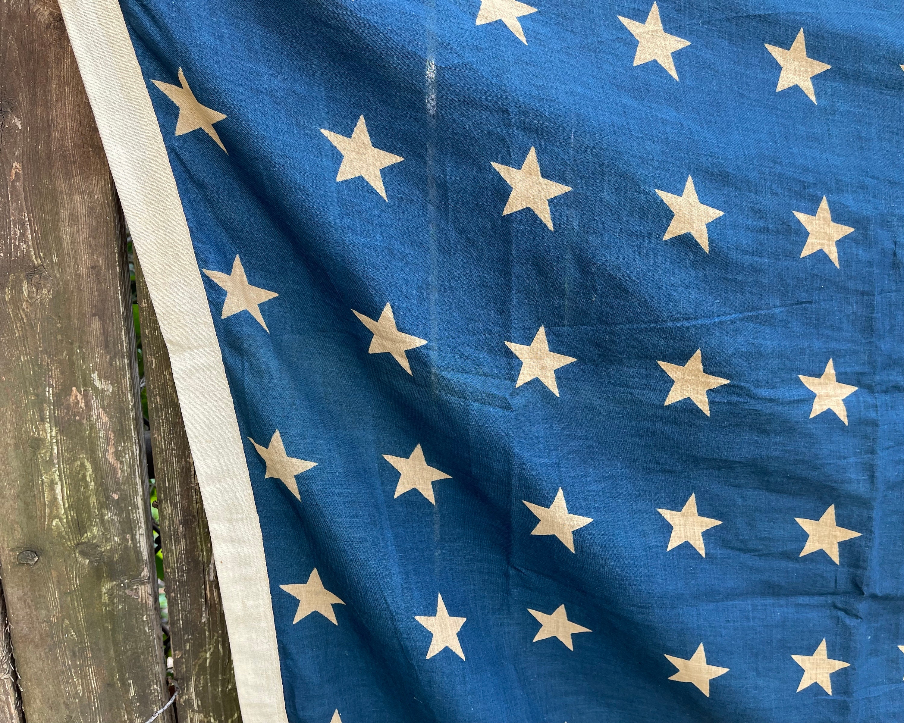 ヴィンテージ48星アメリカ国旗：アンティーク調アメリカーナ風壁飾り