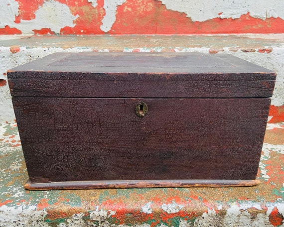 Antique Wooden Document Box: Primitive Americana, New England