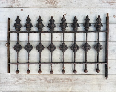 Antique Wrought Iron Garden Fence: Victorian Spike Gate, Shabby