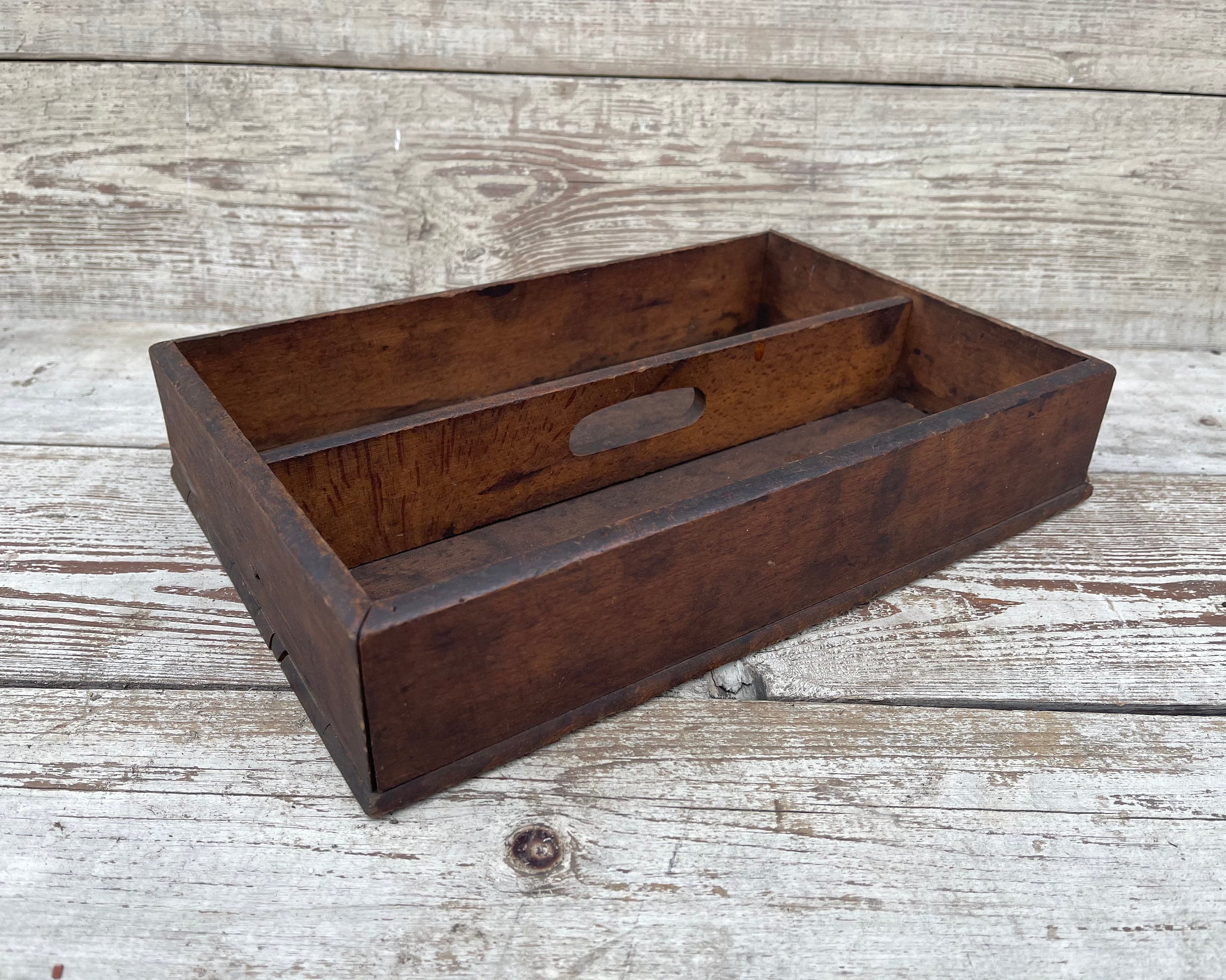 Antique Cutlery Box with Handle Primitive Seperated Crate Etsy