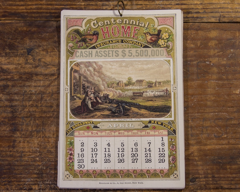 Antique Calendar Advertising Calendar 1876 CENTENNIAL HOME Etsy