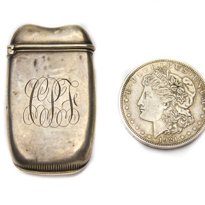 Antique Match Safe Sterling Silver Match Safe Match Book Case Card Holder Hallmarked Signed Name Initials 1800s Victorian Antiques Gift Idea