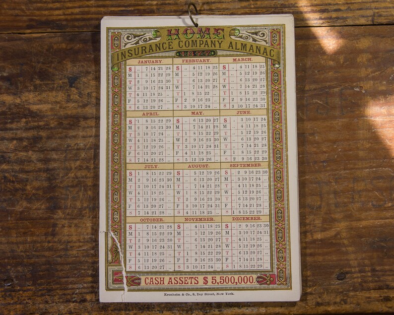 Antique Calendar Advertising Calendar 1876 CENTENNIAL HOME | Etsy