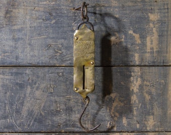 Antique Brass Spring Scale: Excelsior Improved Belmont, 60 lb Capacity