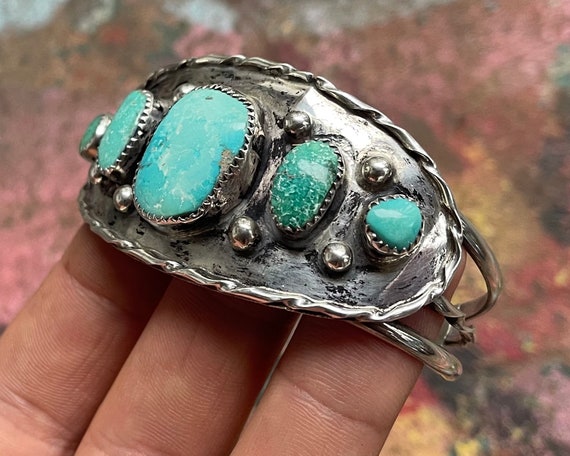 Rustic Navajo Turquoise Cuff Bracelet