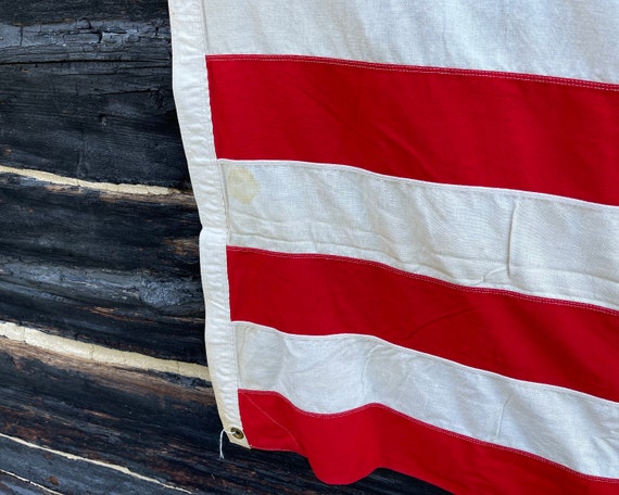 Vintage 1940s American Flag: 48 Stars, Rustic Americana Decor (8