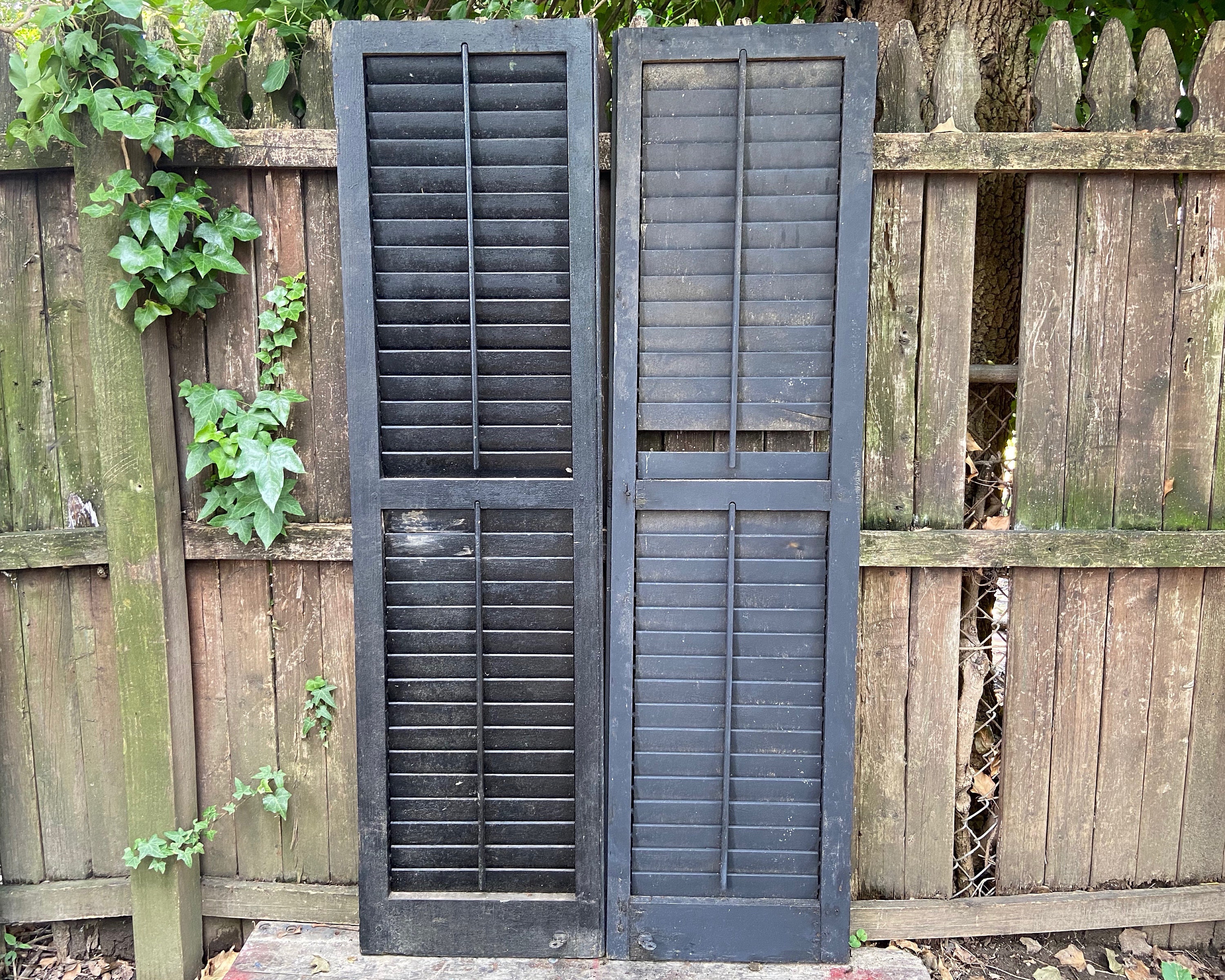 Antique Shutters Wooden Louvered Shutter Doors Room Divider Etsy