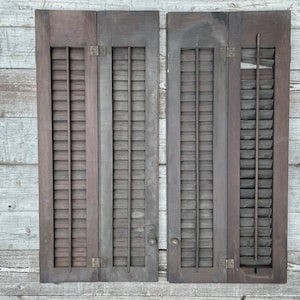Antique Shutters Doors, Louvered Panel Doors, Interior Shutters, Architectural Salvage, Victorian Home Decor, Wooden Doors, Rustic Decor