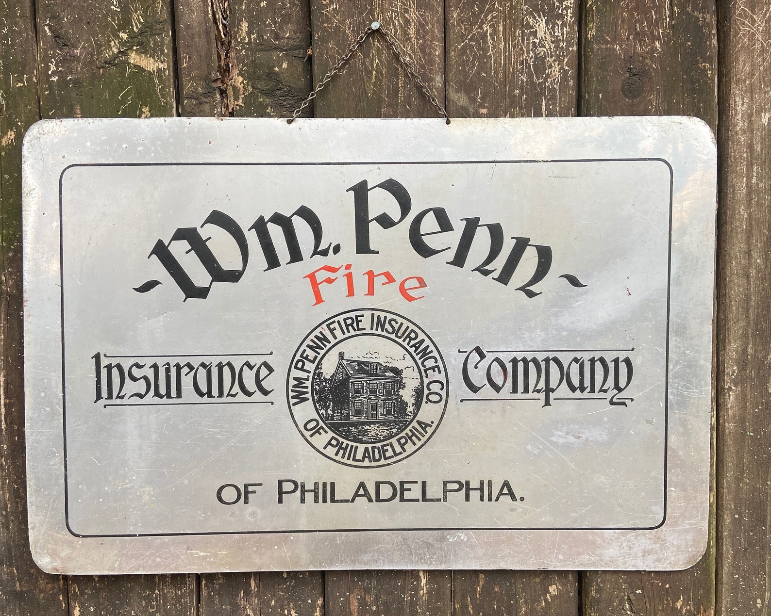 Antique Sign for William Penn Fire Insurance Company of Etsy