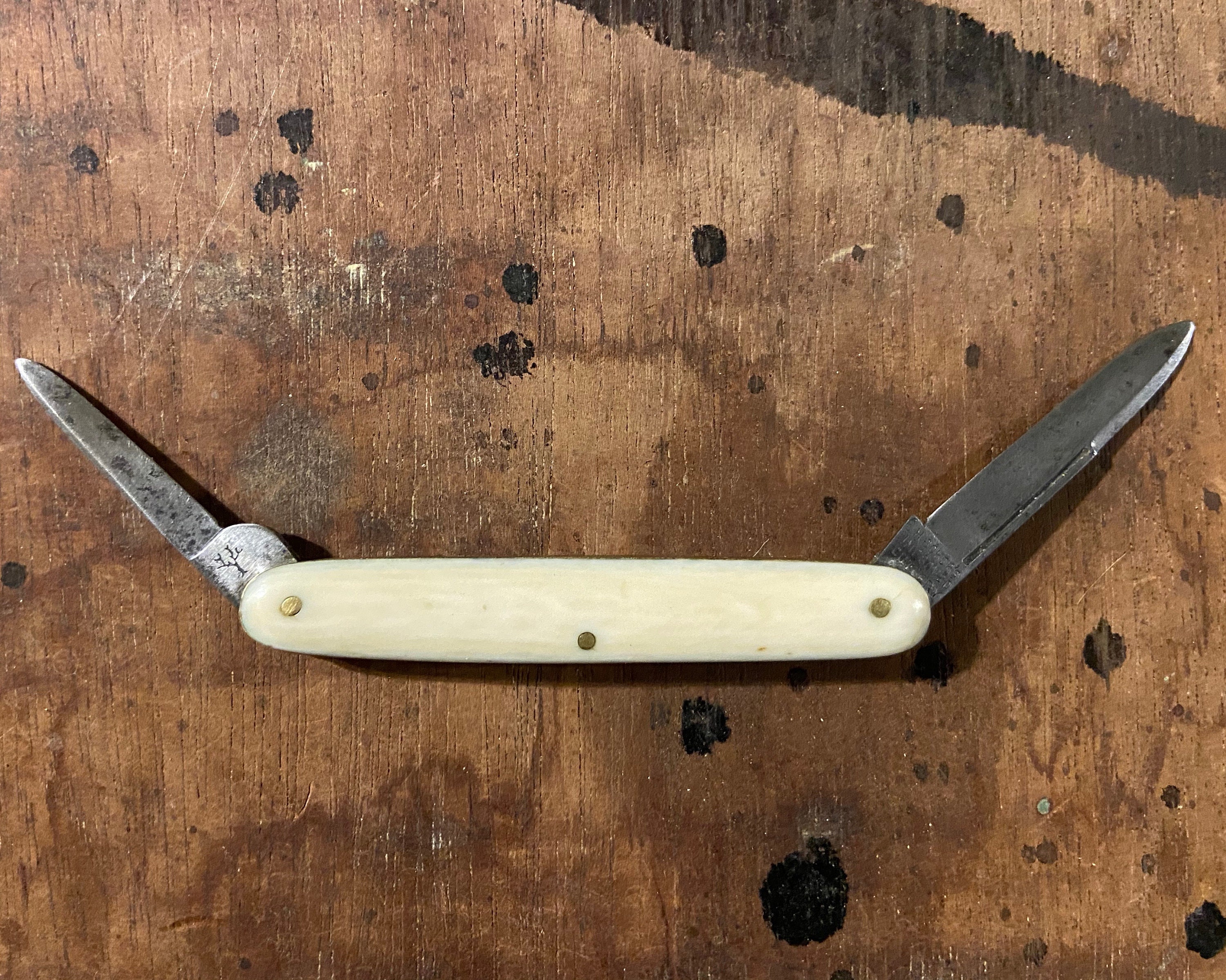 JACOBS EDJHOLD Clever Knife Vintage Wood Handle Long Blade old kitchen tool