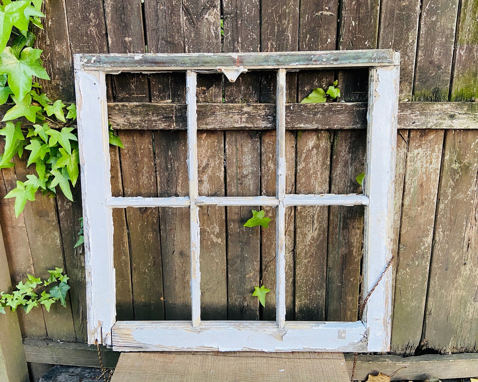 Reclaimed Six Pane Window Frame White Chippy Paint Distressed Etsy