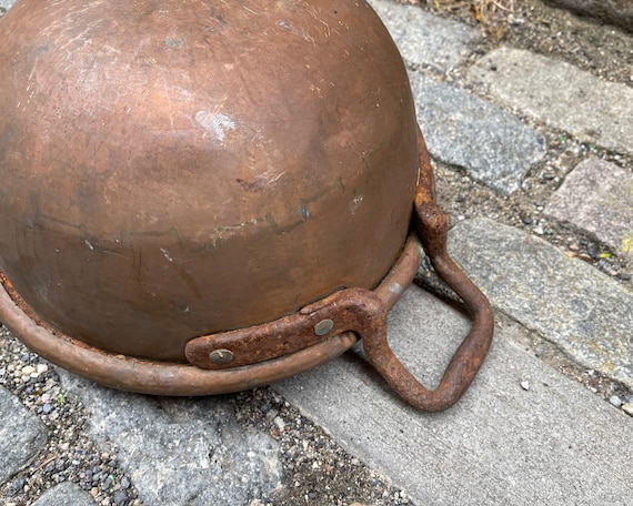 Giant Industrial Antique Copper Cauldron Round Bottom Candy Kettle