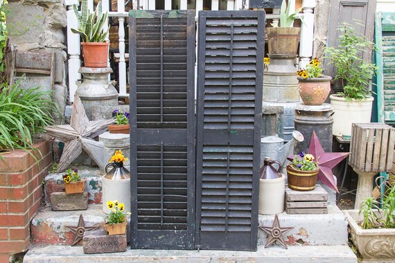 Antique Pair Of Rustic Shutters 58 X 16 Vintage Shutter Doors Etsy